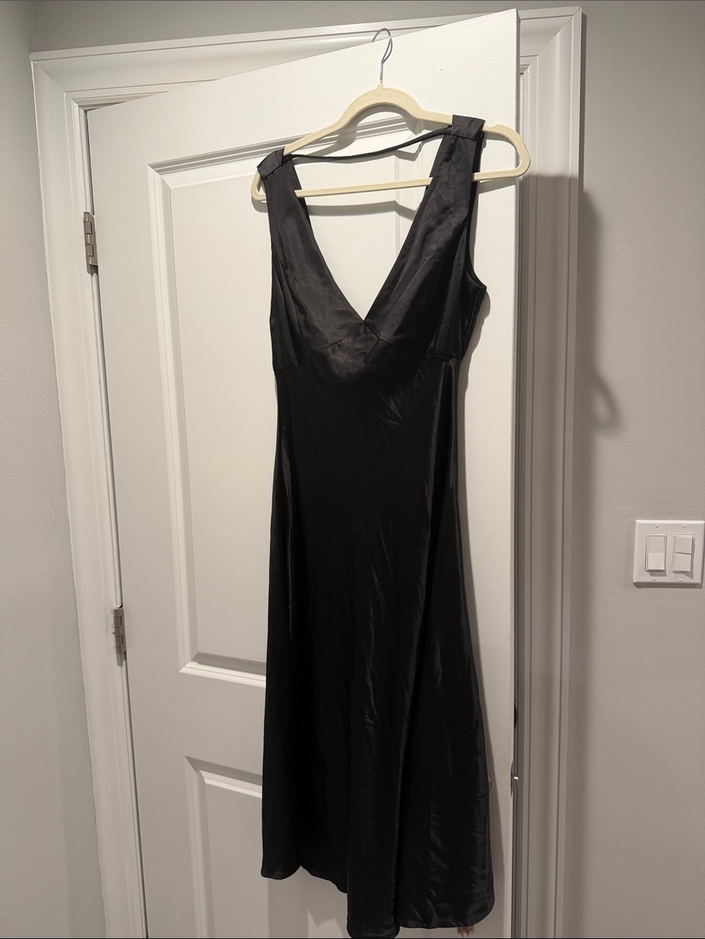 Classic Black V-Neck Slip Dress - Timeless Women's Evening Dress